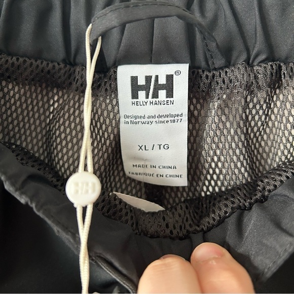 [XL] Helly Hansen Black Outdoor Windbreak Pants Unisex Stretch Waist - Picture 10 of 11